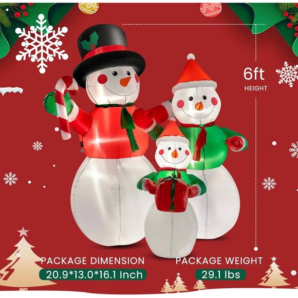 🆕6FT Christmas Inflatable Snowman Family Navidad Blow Up Outdoor Decoration - Picture 3 of 8